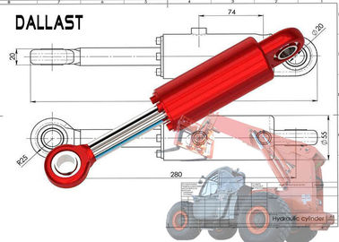 Chromed Hydraulic Hoist Cylinder , Medium Press Double Ended Hydraulic Ram