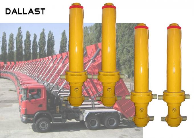 Lifting Hoist Dump Truck Hydraulic Cylinder Single Acting Chrome Telescopic