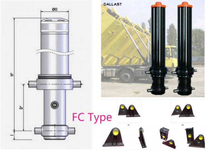 Single Way Telescopic Hydraulic Cylinder 3 Bore Multistage Hydraulic Ram For Dump Truck